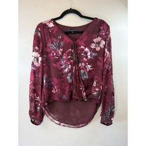 WHBM Marion Floral Sheer Burnout Blouse‎ Size 2